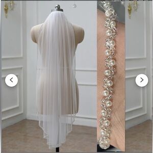 white beaded edge veil